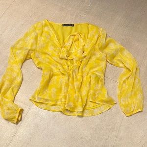 Yellow peplum, front tie, Abercrombie & Fitch chiffon blouse sz M